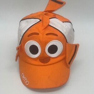 Disney Parks Nemo Youth Baseball Cap Orange White Embroidered Adjustable